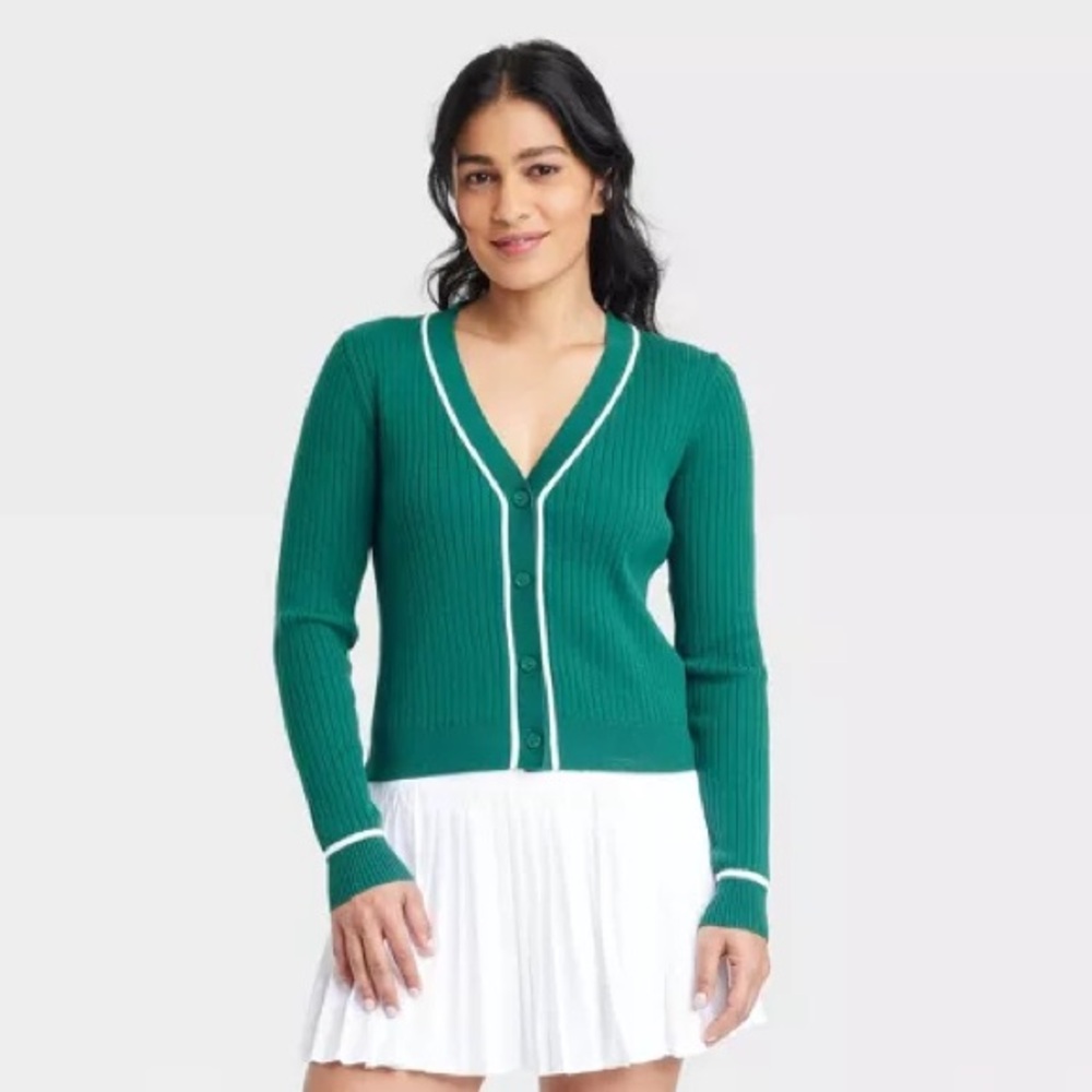 NWT All In Motion Green V-Neck Cardigan Size XS